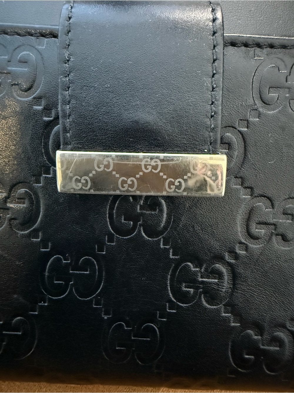 Gucci Black GG Guccissima Leather Long Wallet Flap Strap - Picture 3 of 16